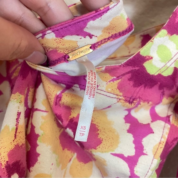 Free People Floral Puff Sleeves Cut Out Back Crop Top Pink Size XS - Picture 6 of 12